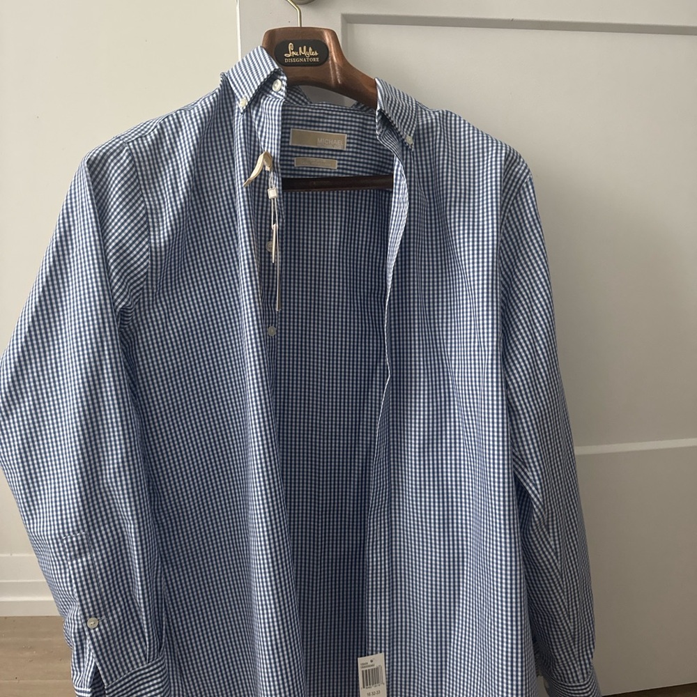 Michael Kors Blue Checkered Men's Shirt